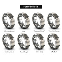 font options for inside engraving on silver ear protection rings