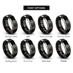 font options for inside engraving on black & gray ear protection icon rings