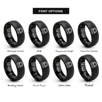 font options for inside engraving on black ear protection icon rings