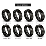 font options for inside engraving on black ear protection icon rings