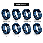 font options for inside engraving on blue ear protection icon rings