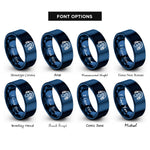 font options for inside engraving on blue ear protection icon rings