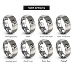 font options for inside engraving on silver ear protection icon rings