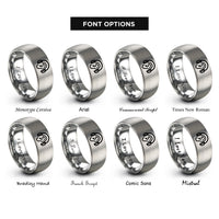 font options for inside engraving on silver ear protection icon rings