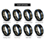 font options for inside engraving on gunmetal & blue ear protection icon rings