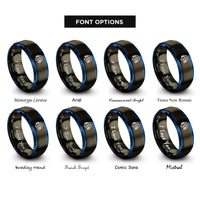 font options for inside engraving on gunmetal & blue ear protection icon rings