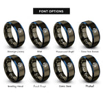 font options for inside engraving on gunmetal & blue ear protection icon rings