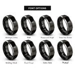 font options for inside engraving on black & gray earbuds note rings