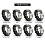 font options for inside engraving on black & gray earbuds note rings