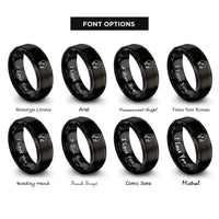 font options for inside engraving on black earbuds note rings