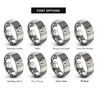 font options for inside engraving on grey earbuds note rings