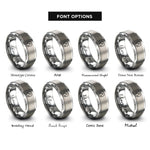 font options for inside engraving on grey earbuds note rings