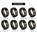 font options for inside engraving on gunmetal & black earbuds note rings
