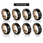 font options for inside engraving on black & rose gold ears circle rings