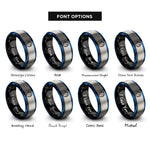font options for inside engraving on black & blue & silver earth rings