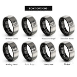 font options for inside engraving on black & silver earth rings