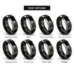 font options for inside engraving on black & silver earth elemental triangle rings