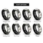 font options for inside engraving on black & gray earth elemental triangle rings