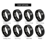 font options for inside engraving on black earth elemental triangle rings