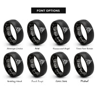 font options for inside engraving on black earth elemental triangle rings