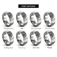 font options for inside engraving on silver earth elemental triangle rings