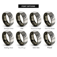 font options for inside engraving on gunmetal & silver earth elemental triangle rings