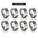 font options for inside engraving on silver earth rings