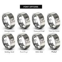 font options for inside engraving on silver earth rings