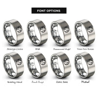 font options for inside engraving on grey earth rings