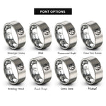 font options for inside engraving on grey earth rings