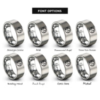 font options for inside engraving on grey earth rings