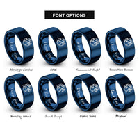 font options for inside engraving on blue earth tilt icon rings