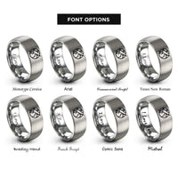 font options for inside engraving on gray earth tilt icon rings