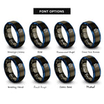 font options for inside engraving on gunmetal & blue earth tilt icon rings