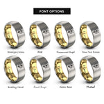 font options for inside engraving on gold & grey easter lily rings