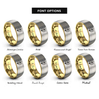 font options for inside engraving on gold & gray easter lily rings