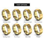 font options for inside engraving on gold & gray easter lily rings