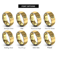 font options for inside engraving on gold & gray easter lily rings