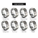 font options for inside engraving on grey easter lily rings