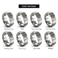 font options for inside engraving on grey easter lily rings
