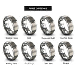 font options for inside engraving on silver easter lily rings