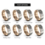 font options for inside engraving on rose gold & gray easter lily rings