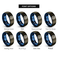 font options for inside engraving on gunmetal & blue eastern hemisphere rings
