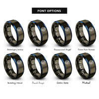 font options for inside engraving on gunmetal & blue eastern hemisphere rings