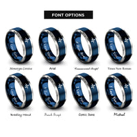 font options for inside engraving on blue & grey ecg line rings