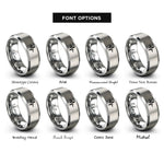 font options for inside engraving on grey ecg line rings