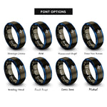 font options for inside engraving on gunmetal & blue ecg line rings