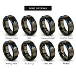 font options for inside engraving on gunmetal & blue ecg line rings
