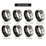 font options for inside engraving on black & silver edc pen rings