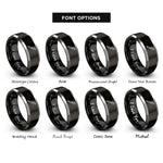 font options for inside engraving on black & grey edc pen rings